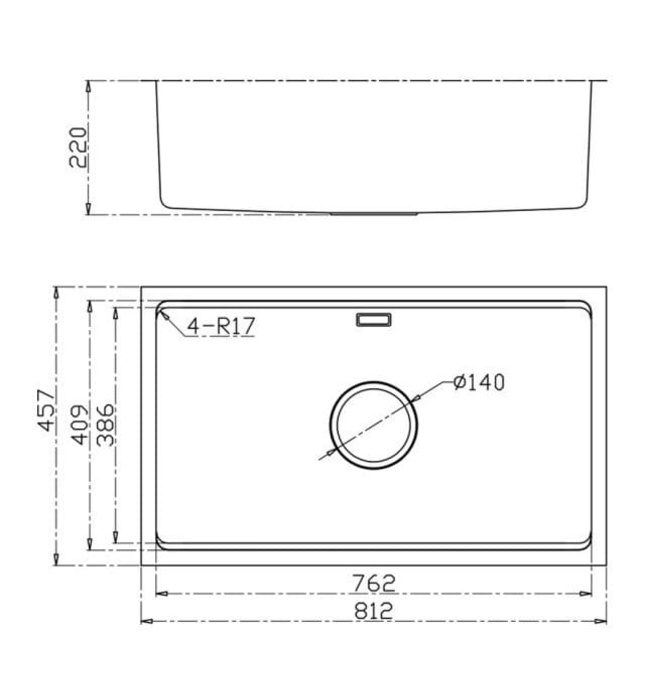 Chậu rửa bát 1 hố đúc âm chống xước Konox KN8146SU Dekor Basic