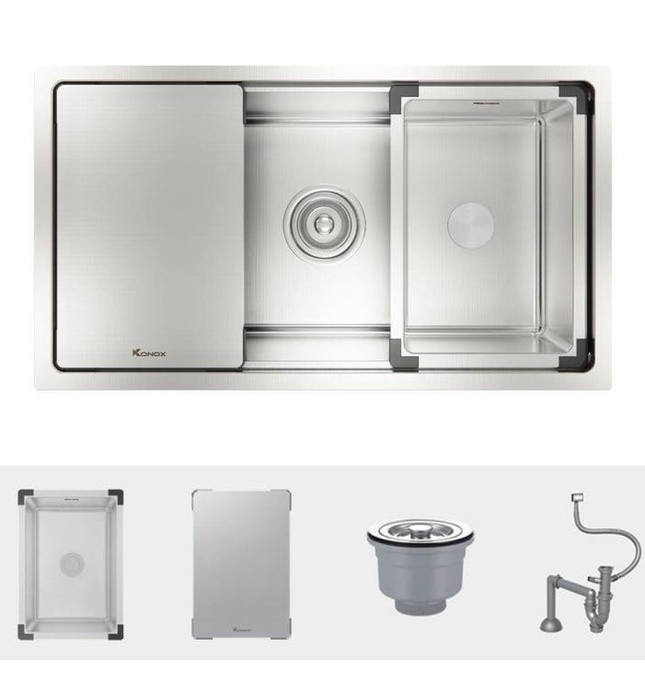 Chậu rửa bát 1 hố chống xước Konox KN8146SU Dekor Full