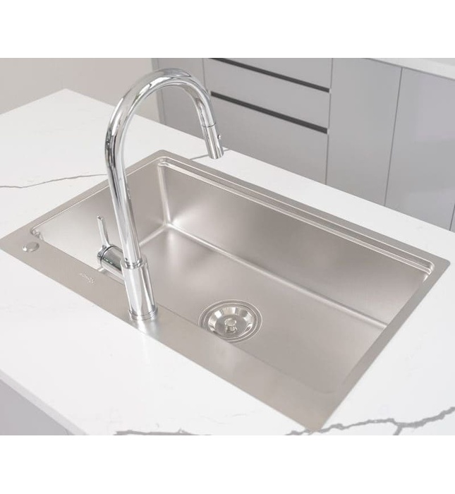 Chậu rửa bát đúc 1 hố chống xước Konox KN8151TS Dekor Basic