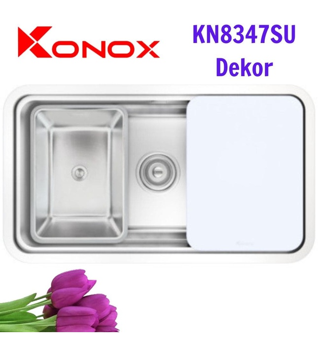 Chậu rửa bát 1 hố âm mặt sần chống xước Konox KN8347SU Dekor
