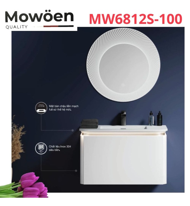 Bộ tủ chậu cao cấp đèn Mowoen MW6812S-100