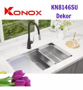 Chậu rửa bát 1 hố chống xước Konox KN8146SU Dekor Full