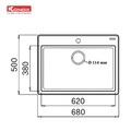 Chậu rửa bát 1 hố đá nhân tạo Konox Ruvita 680 Grey Xám Italy