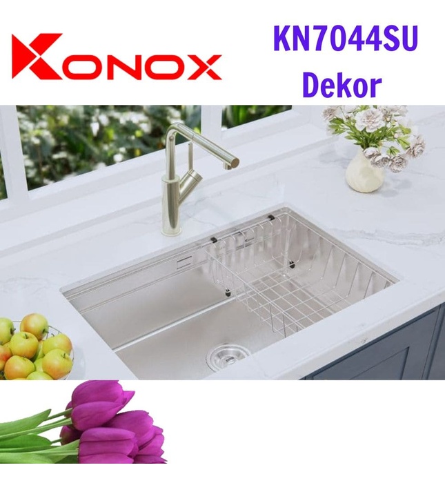 Chậu rửa bát đúc âm 1 hố chống xước Konox KN7044SU Dekor