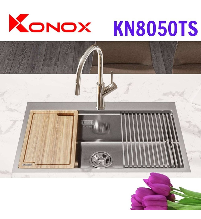 Chậu rửa bát đúc 1 hố Konox KN8050TS Workstation Topmount