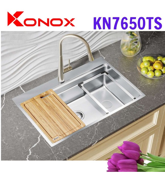 Chậu rửa bát đúc 1 hố Konox KN7650TS Workstation Topmount