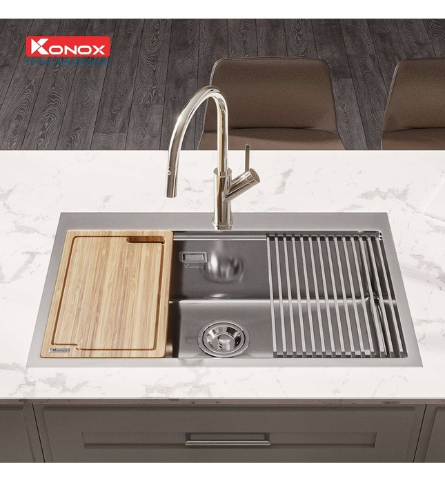 Chậu rửa bát đúc 1 hố Konox KN8050TS Workstation Topmount