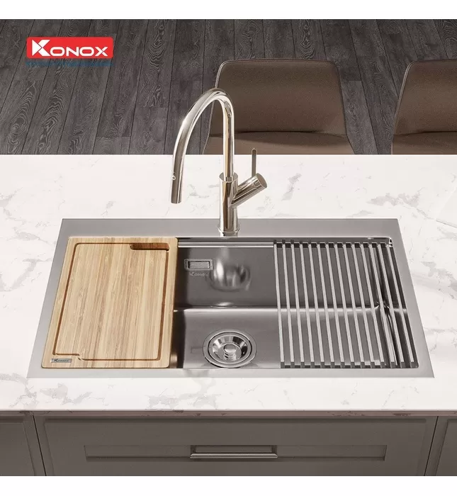 Chậu rửa bát đúc 1 hố Konox KN8050TS Workstation Topmount