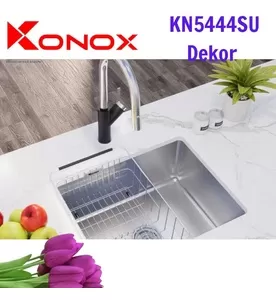 Chậu rửa bát đúc 1 hố chống xước Konox KN5444SU Dekor