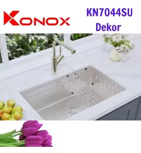 Chậu rửa bát đúc âm 1 hố chống xước Konox KN7044SU Dekor