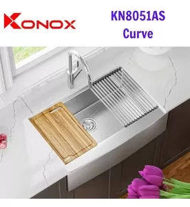 Chậu rửa bát âm đúc 1 hố Workstation Konox KN8051AS Curve