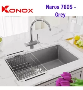 Chậu rửa bát 1 hố âm đá Konox Naros 760S Grey Xám Italy