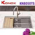 Chậu rửa bát đúc 1 hố Konox KN8050TS Workstation Topmount