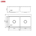 Chậu rửa bát 2 hố cân chống xước Konox KN8651TD Dekor Basic