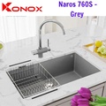 Chậu rửa bát 1 hố âm đá Konox Naros 760S Grey Xám Italy