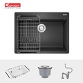 Chậu rửa bát 1 hố đá nhân tạo Konox Ruvita 680 Black Đen Italy