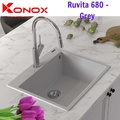 Chậu rửa bát 1 hố đá nhân tạo Konox Ruvita 680 Grey Xám Italy