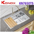 Chậu rửa bát đúc 1 hố Konox KN7650TS Workstation Topmount