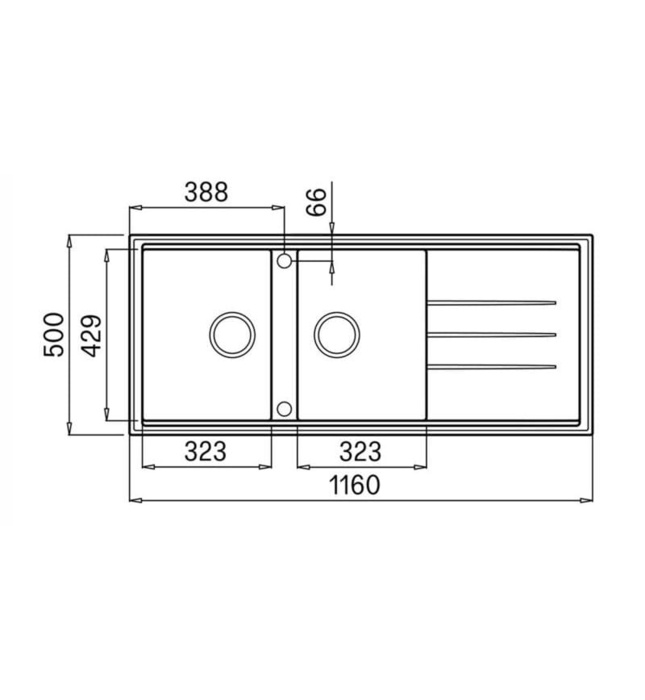 Chậu rửa bát đã 2 hố 1 bàn trái phải Konox Phoenix 1160 Black Italy