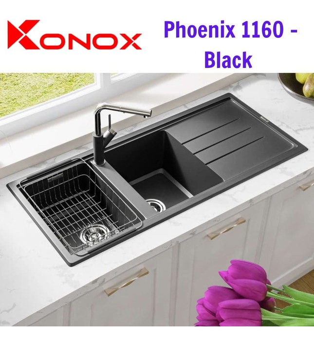 Chậu rửa bát Konox Granite Sink Phoenix 1160 – Black