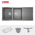 Chậu rửa bát đá 2 hố 1 bàn Konox Livello Smart 1160 Grey Italy