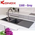 Chậu rửa bát đá 2 hố 1 bàn Konox Livello Smart 1160 Grey Italy