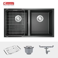 Chậu rửa bát đá âm bàn Konox Veloci 760D Black Đen Italy
