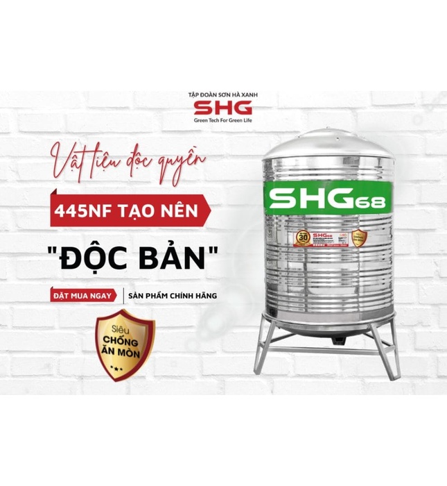 Bồn nước Lộc Phát Inox 445NF Sơn Hà Xanh 500L nằm SHG68 500N F720