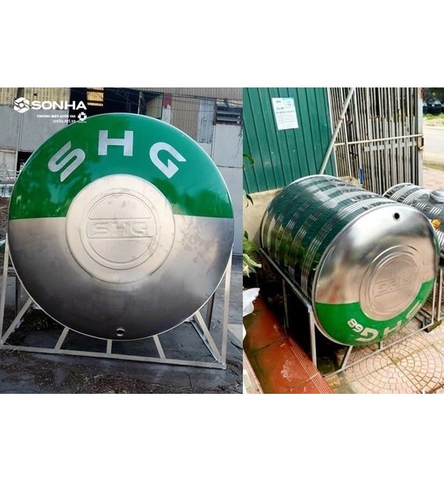 Bồn nước Lộc Phát Inox 445NF Sơn Hà Xanh 2500L nằm SHG68 2500N F1140