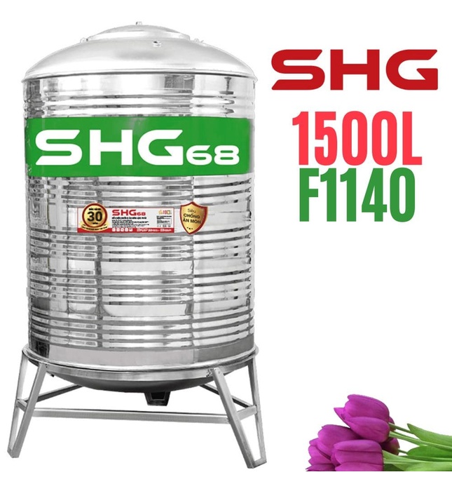 Bồn nước Lộc Phát Inox 445NF Sơn Hà Xanh 1500L đứng SHG68 1500D F1140