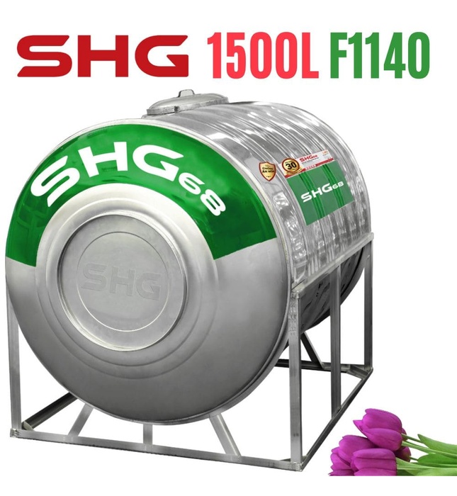 Bồn nước Lộc Phát Inox 445NF Sơn Hà Xanh 1500L nằm SHG68 1500N F1140