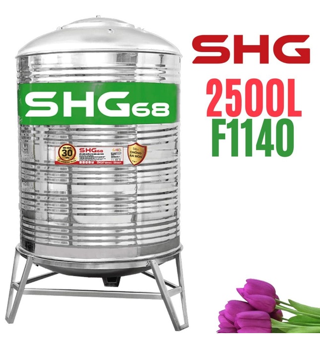 Bồn nước Lộc Phát Inox 445NF Sơn Hà Xanh 2500L đứng SHG68 2500D F1140