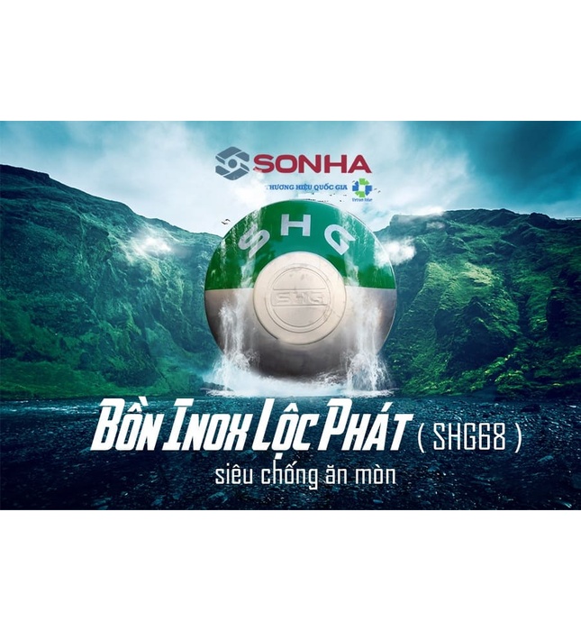 Bồn nước Lộc Phát Inox 445NF Sơn Hà Xanh 1500L nằm SHG68 1500N F1140