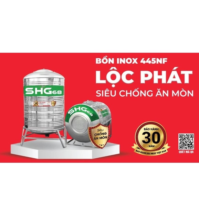 Bồn nước Lộc Phát Inox 445NF Sơn Hà Xanh 1200L đứng SHG68 1200D