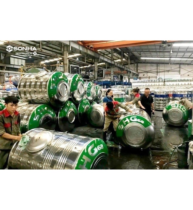 Bồn nước Lộc Phát Inox 445NF Sơn Hà Xanh 1500L nằm SHG68 1500N F960