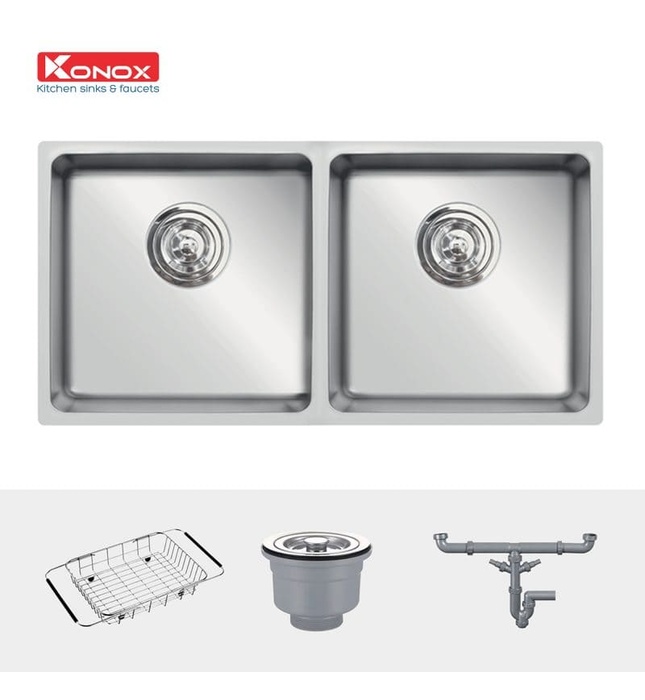 Chậu rửa bát 2 hố cân SUS304 Konox Vigo 8644 Nhập khẩu Thổ Nhĩ Kỳ