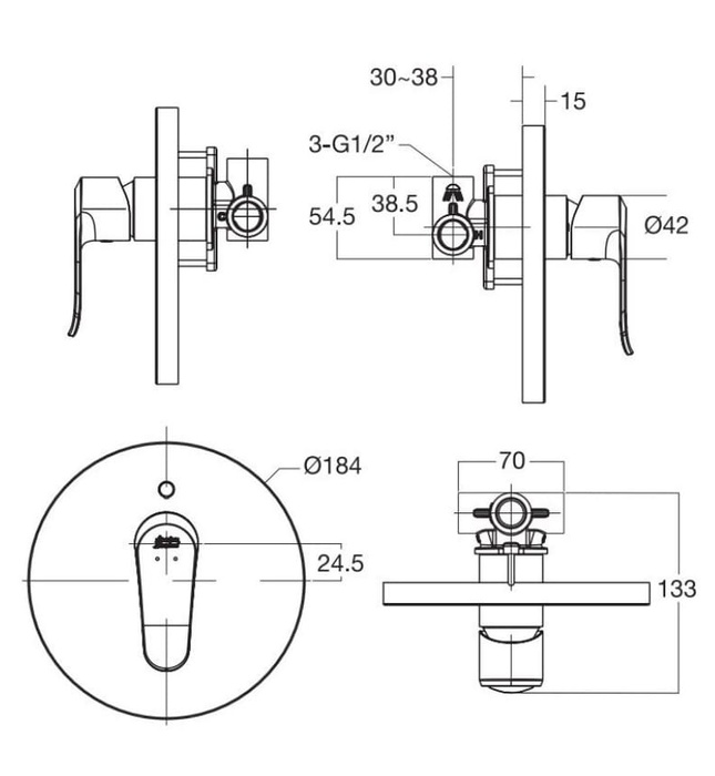 Sen tắm nóng lạnh âm tường American Standard WF-0722