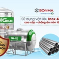 Bồn nước Lộc Phát Inox 445NF Sơn Hà Xanh 3500L nằm SHG68 3500N F1380