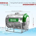 Bồn nước Lộc Phát Inox 445NF Sơn Hà Xanh 3000L nằm SHG68 3000N F1380