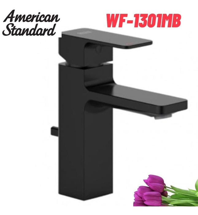 Vòi chậu 1 lỗ nóng lạnh màu đen American Standard WF-1301MB
