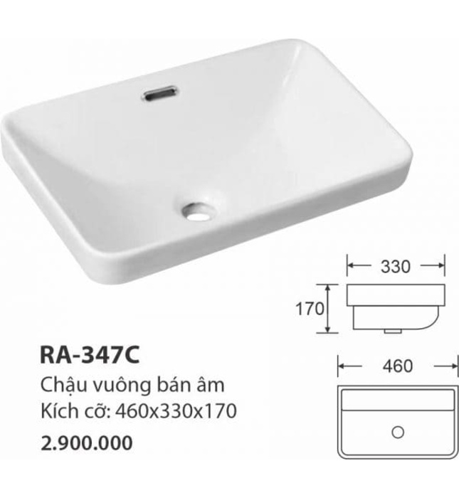 Chậu rửa vuông bán âm Royal Join RA-347C