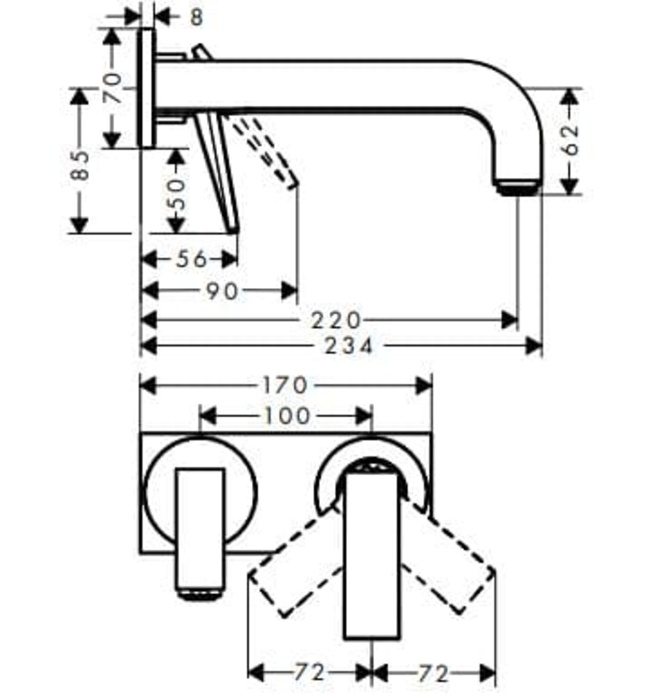 Vòi Lavabo Nóng Lạnh Âm Tường Đức Axor Citterio. 39119990