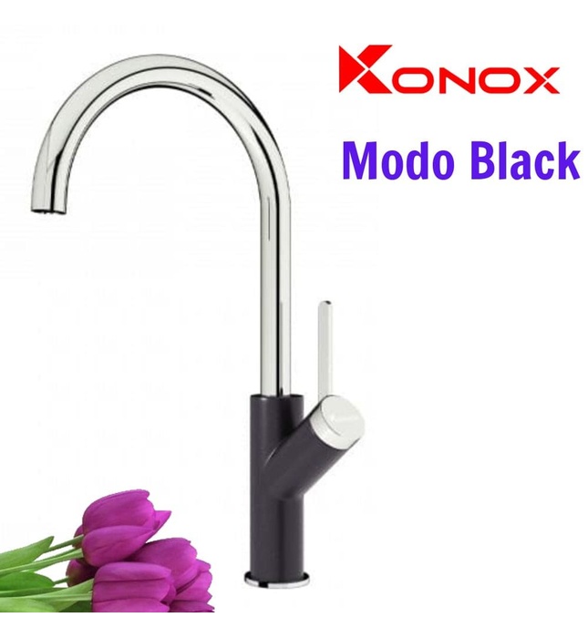 Vòi rửa bát nóng lạnh cần cứng Konox Modo Black