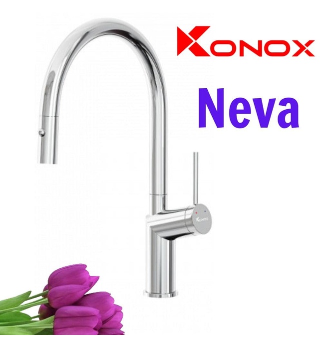 Vòi rửa bát nóng lạnh dây rút Konox Neva