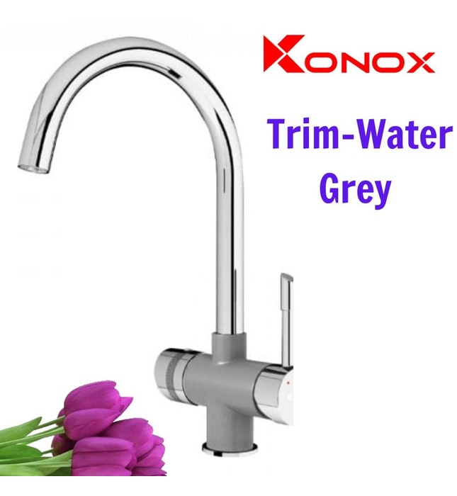Vòi rửa bát ba đường nước Konox Trim-Water Grey