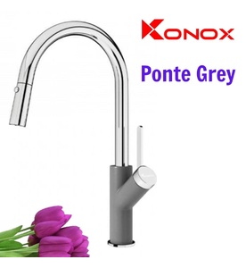 Vòi rửa bát nóng lạnh dây rút Konox Ponte Grey