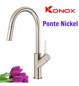 Vòi rửa bát nóng lạnh dây rút Konox Ponte Nickel