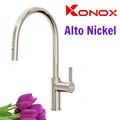Vòi rửa bát nóng lạnh dây rút Konox Alto Nickel