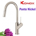 Vòi rửa bát nóng lạnh dây rút Konox Ponte Nickel