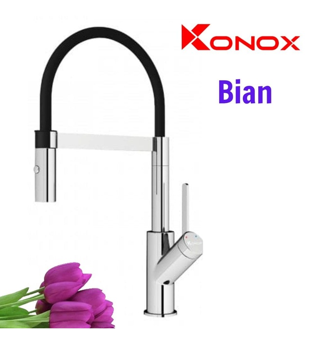 Vòi rửa bát nóng lạnh cần mềm Konox Bian